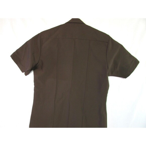 Elbeco TexTrop Shirt Mens 15.5 Brown Short Sleeve Police Uniform Zip Front - Picture 9 of 14